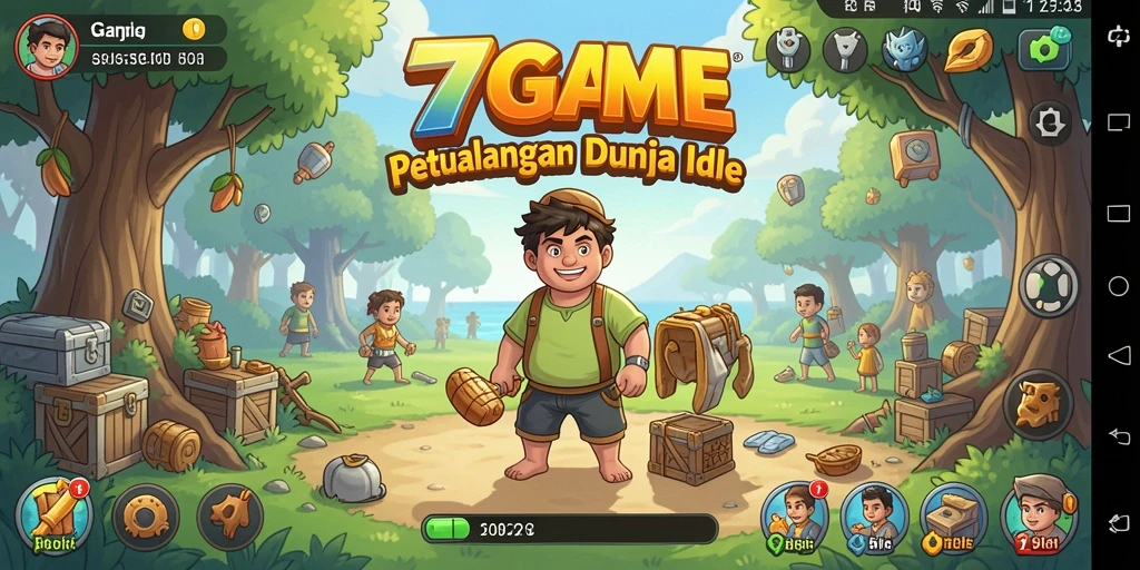 Tampilan gameplay Idle 7GAME yang menarik dan penuh warna.