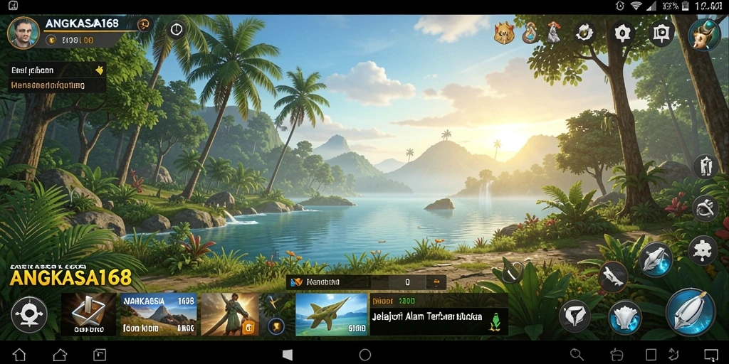 Screenshot gameplay <strong>ANGKASA168</strong> menampilkan keindahan alam dan kebebasan eksplorasi.