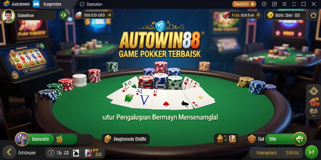 Screenshot gameplay AUTOWIN88 menampilkan suasana poker yang mendebarkan.