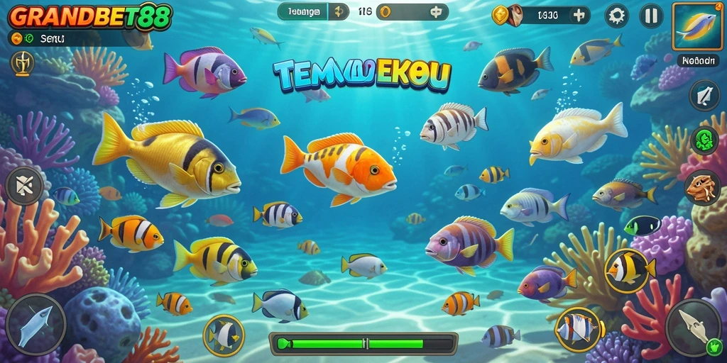Screenshot gameplay seru saat menembak ikan di GRANDBET88.