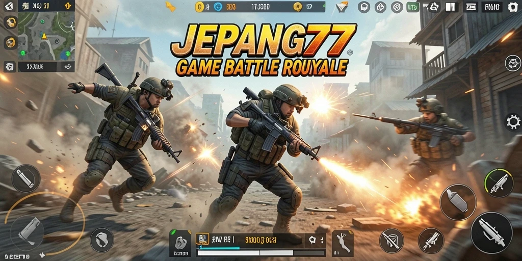 Gameplay mendebarkan dalam JEPANG77 Battle Royale