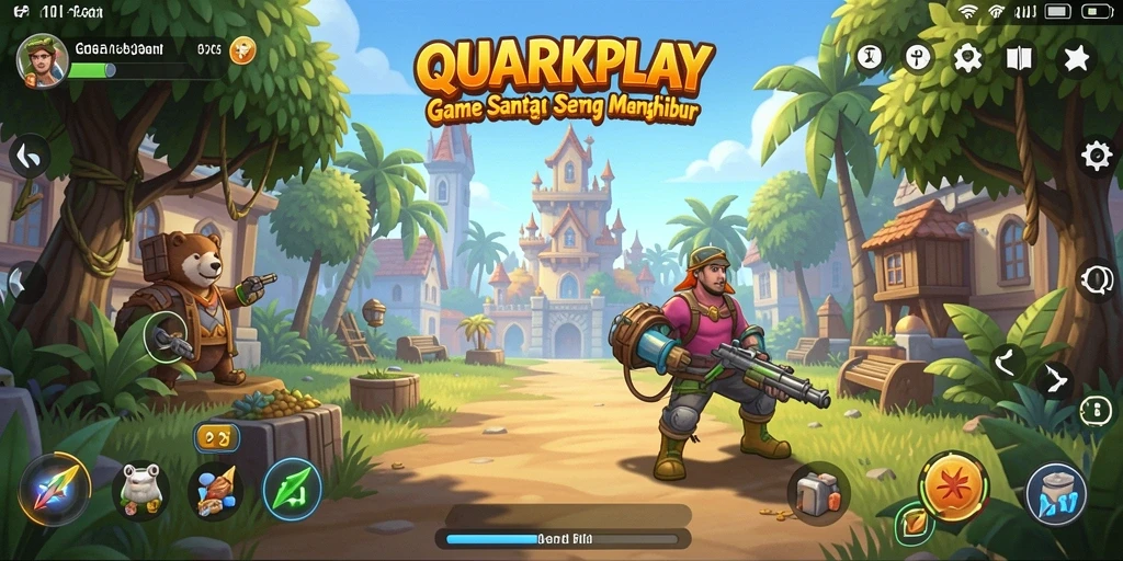 Screenshot utama QUARKPLAY menunjukkan gameplay yang penuh warna dan seru.