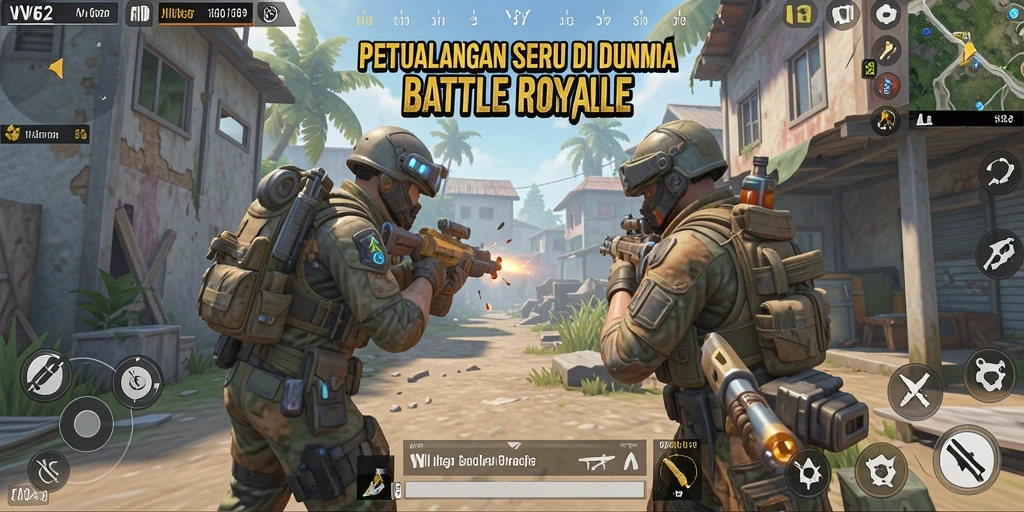 Screenshot menampilkan aksi mendebarkan dalam gameplay Battle Royale